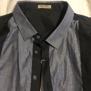 NWT Men's HOTOUCH Long Sleeve Dress Shirt Black/Gray